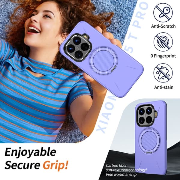Mobilskal till Xiaomi 15T Pro Magsafe Rotating Kickstand TPU + PC Lila