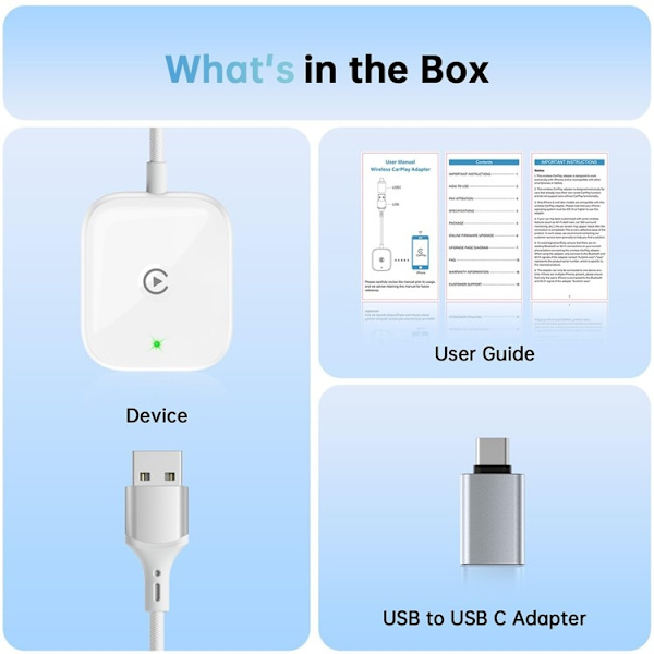 CarPlay Trådbunden Trådlös Adapter Dongle - Vit