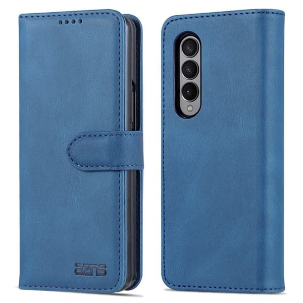 AZNS Samsung Galaxy Z Fold3 Plånboksfodral Konstläder - Blå