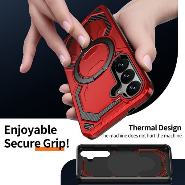 Mobilskal för Samsung Galaxy S26 Plus Magnetiskt Ring Kickstand PC + TPU - Röd