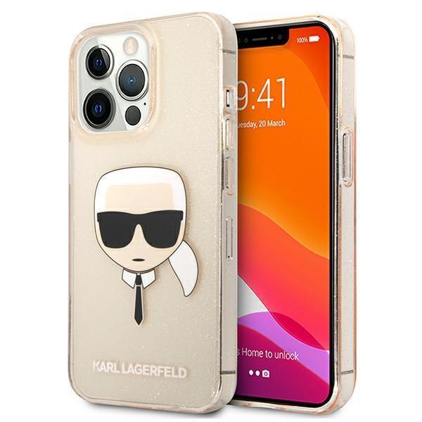 Karl Lagerfeld iPhone 13 Pro Max Skal Glitter Karl`s Head - Guld Gul