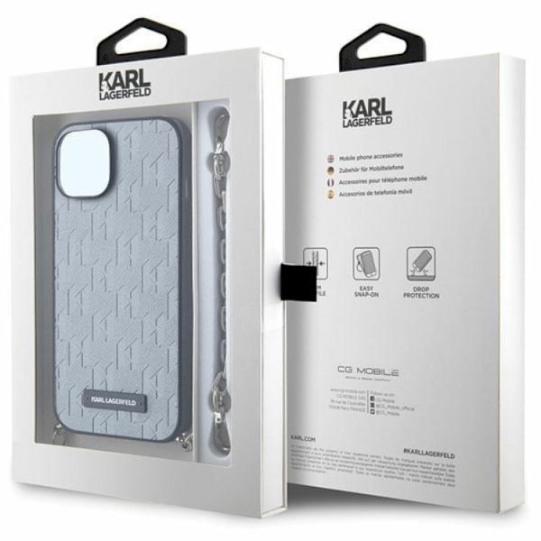 KARL LAGERFELD iPhone 14 Mobilskal Saffiano Monogram Chain