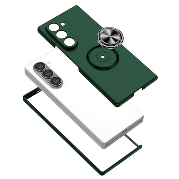 Mobilskal till Galaxy Z Fold7 Rotatable Ring Kickstand - Svartgrön Grön