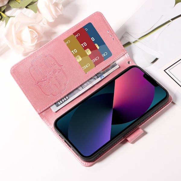 Samsung Galaxy S26 Edge Plånboksfodral Konstläder Blomtryck Ställ - Rosa