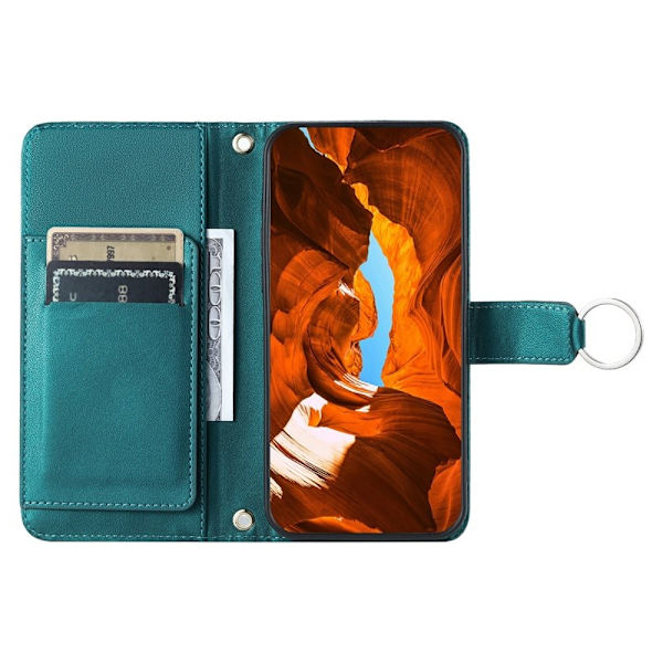 Samsung Galaxy A55 5G Plånboksfodral Konstläder Ring Spänne Ställ - Grön