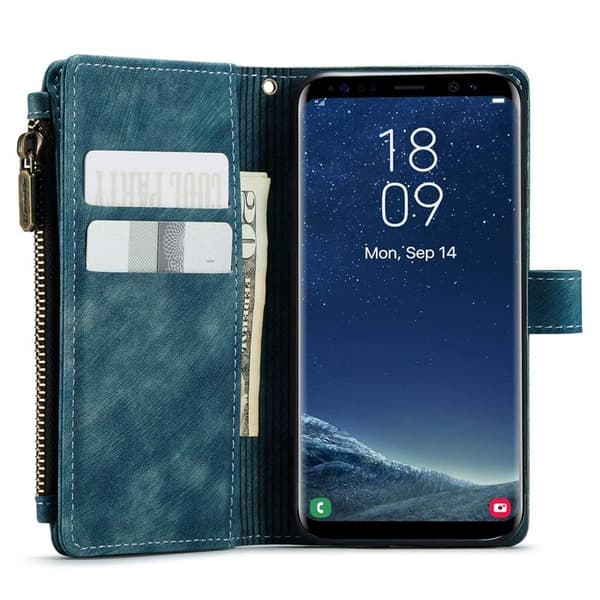 CASEME Konstläder Plånboksfodral för Samsung Galaxy S20 4G/5G Blå