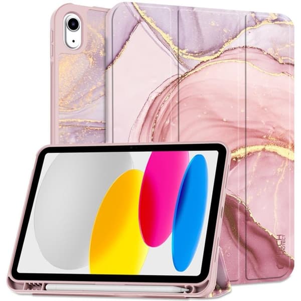 Tech-Protect iPad 10.9 (2022) Taske med penholder - Marmor Rosa
