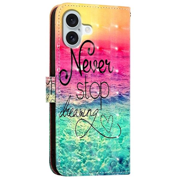 iPhone 16 Plus Plånboksfodral Printing Pattern Med Rem Flerfärgad