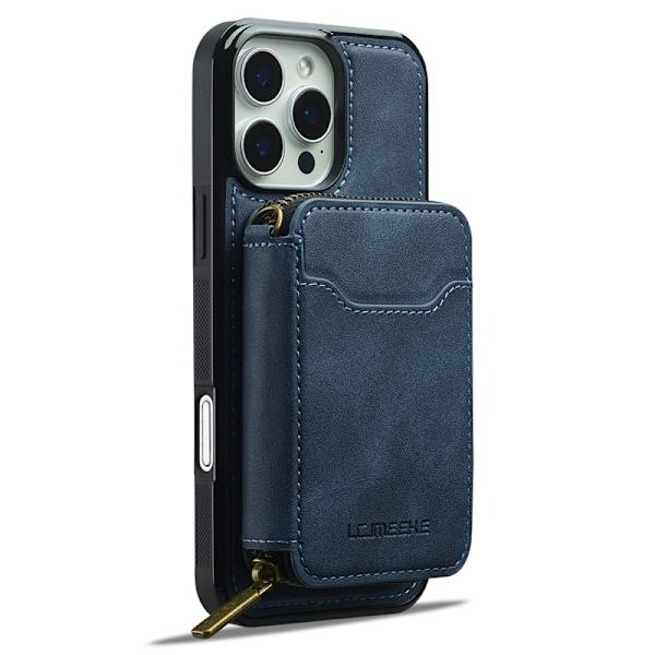 LC.IMEEKE L6 iPhone 16 Pro Plånboksfodral Konstläder - Blå