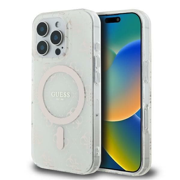Guess telefontaske til iPhone 16 Pro MagSafe IML 4G - hvid Vit