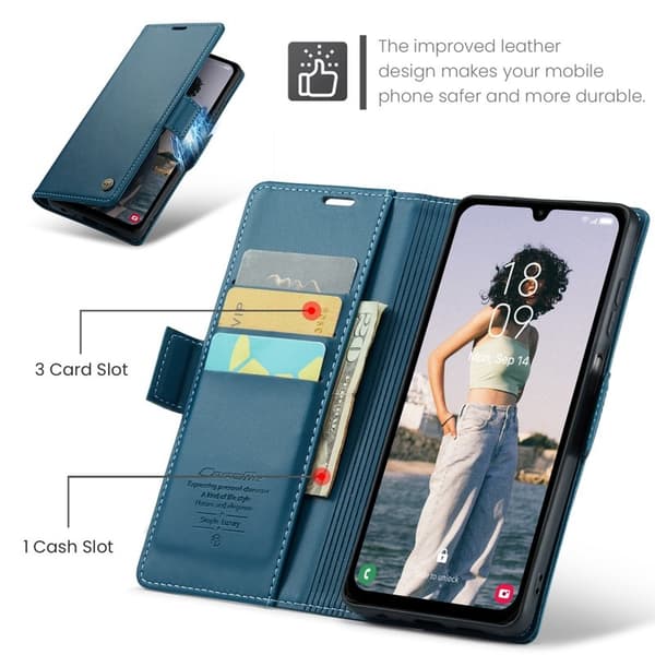 CASEME Plånboksfodral Konstläder för Samsung Galaxy A16 5G - Blå