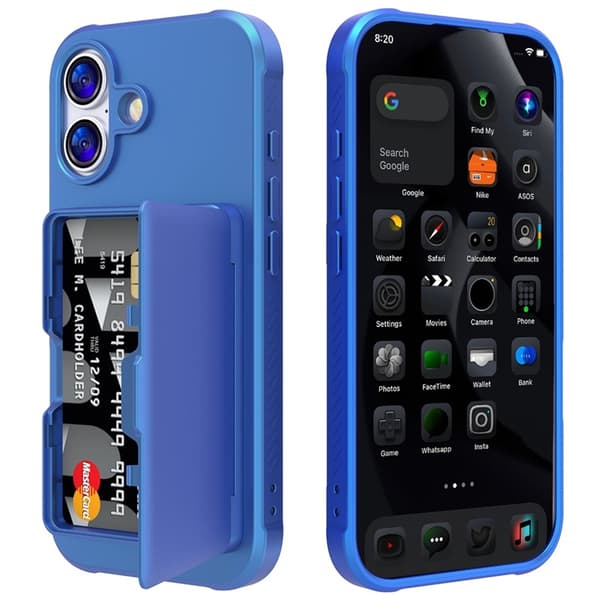 Mobilskal till iPhone 17 Korthållare Mirror Kickstand - Blå Blå