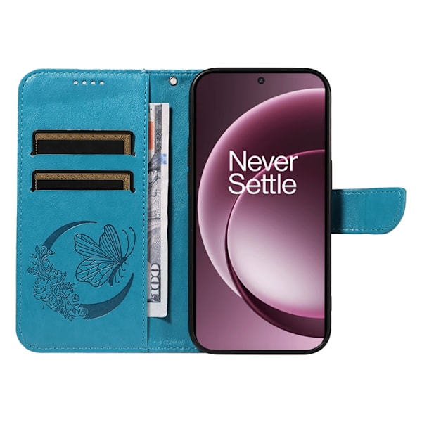OnePlus 15 5G Plånboksfodral Butterfly Pattern Konstläder - Blå Blå