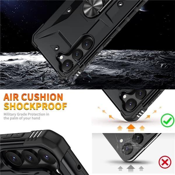 Galaxy S23 Plus Mobilcover Ringholder Military - Sort Black