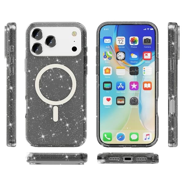 Mobilskal till iPhone 17 Pro Max MagSafe Puderglitter - Svart Svart