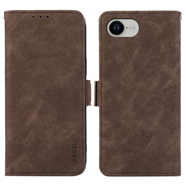 ABEEL iPhone 16e Plånboksfodral Konstläder Folio Ställ Brun