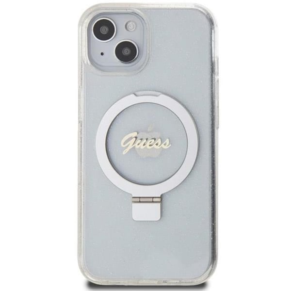 Guess Mobilskal till iPhone 15/14/13 MagSafe Ringställ Script Glitter Transparent