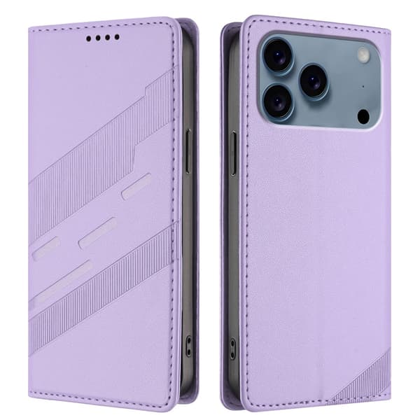 iPhone 17 Pro Plånboksfodral Punk Style Imprinted - Ljuslila Lila