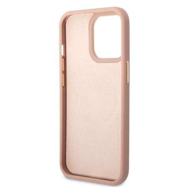 Guess iPhone 13/13 Pro Skal Korthållare Saffiano Triangle Logo - Rosa