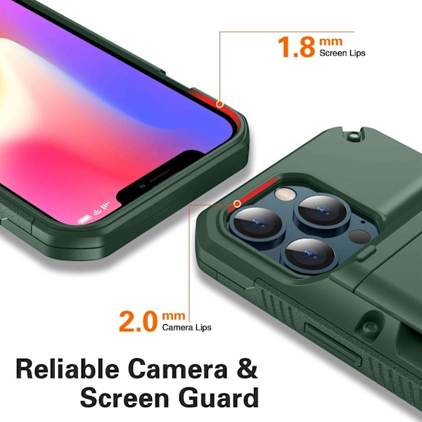 iPhone 13 Pro Skal Med Kortfack - Grön