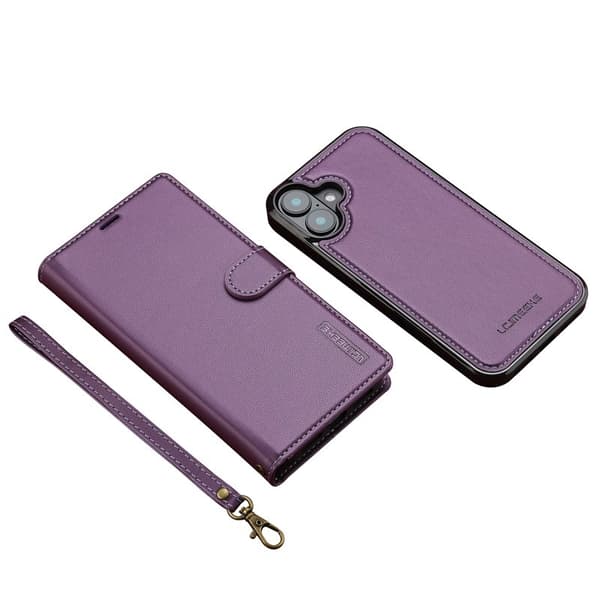 LC.IMEEKE L2 Series iPhone 16 Plånboksfodral Konstläder - Lila