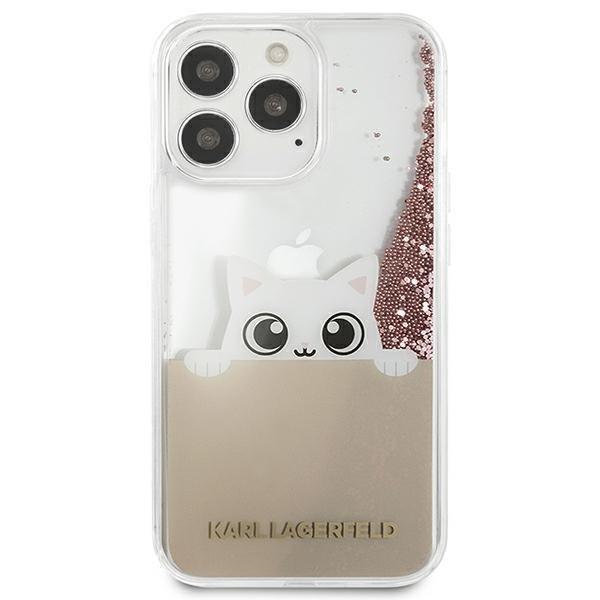 Karl Lagerfeld PEEK A BOO Liquid Glitter Skal iPhone 13 Pro Max Rosa