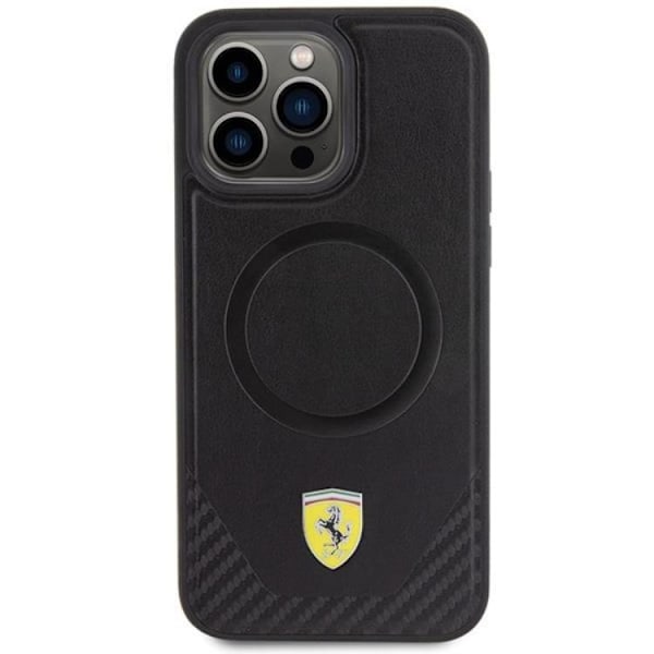 Ferrari iPhone 15 Pro Max Mobilskal Magsafe Carbon Metal Logo Svart