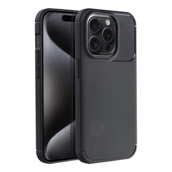 Telefontaske til iPhone 15 Pro Carbon Premium - Sort Black