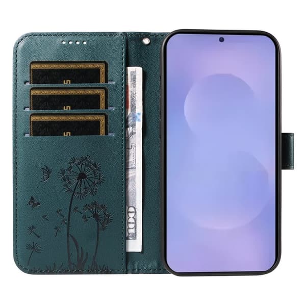 Samsung Galaxy S26+ Plånboksfodral Konstläder Med Rem Maskrostryck - Blå