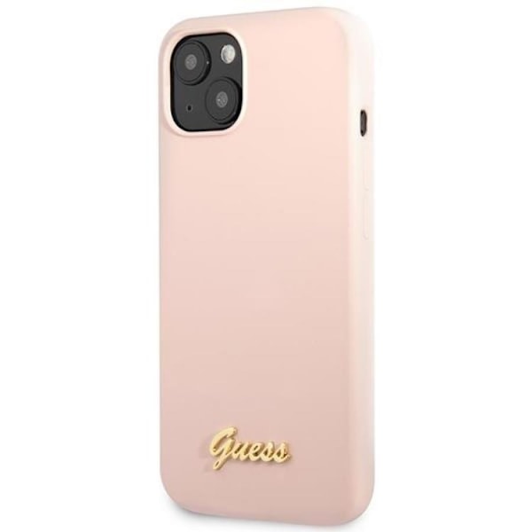 Guess iPhone 13 Mobilskal Silicone Script Gold Logo - Ljusrosa