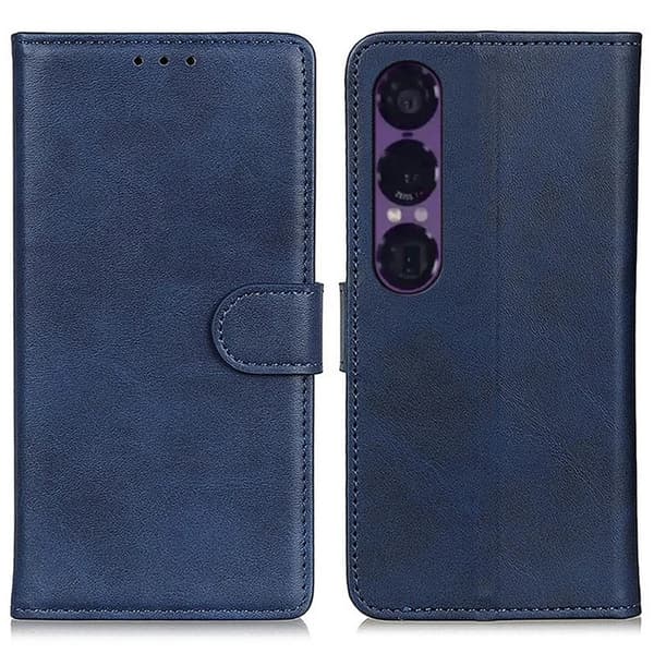 Sony Xperia 1 VII Plånboksfodral Cowhide Konstläder - Blå