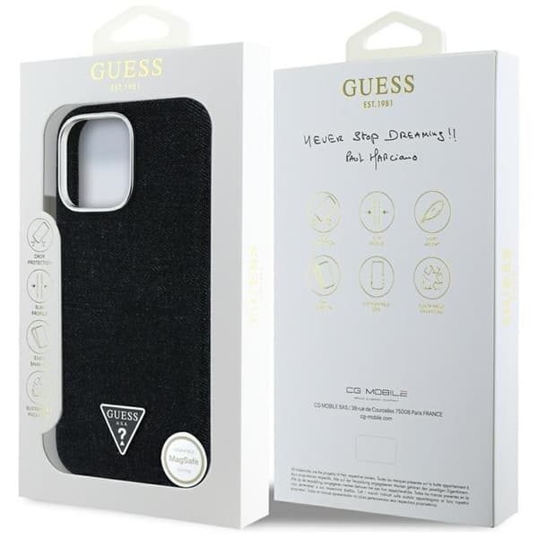 Guess Mobilskal till iPhone 16 Pro MagSafe Denim Triangle - Svart Svart