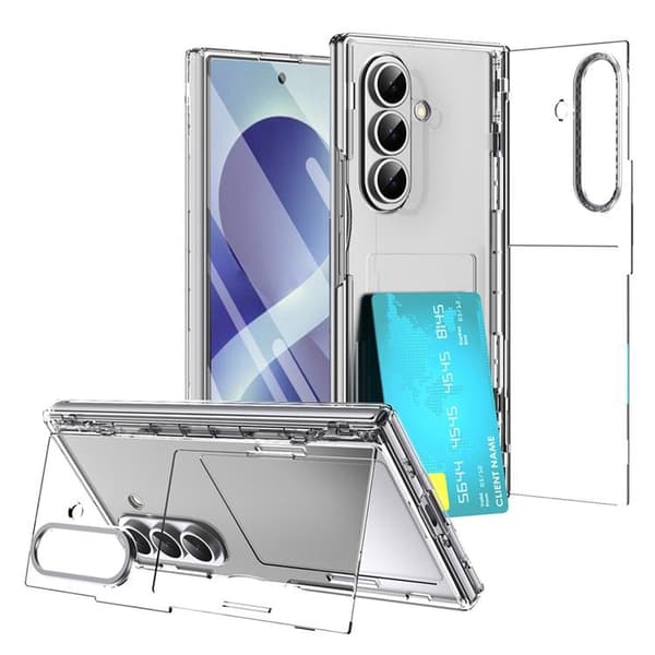 Plånboksfodral För Galaxy Z Fold 8 med Härdat Glas - Transparent