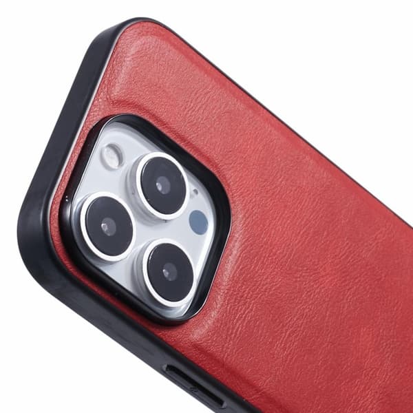 X-LEVEL Bojue-3 Mobilskal till iPhone 16 Pro MagSafe Läder Röd