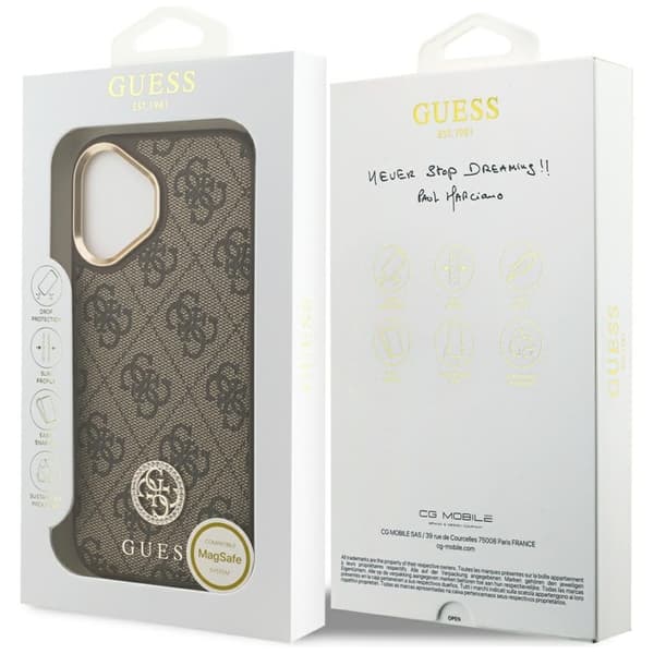 Guess Mobilskal till iPhone 17 Magsafe Strass Logo - Brun Brun