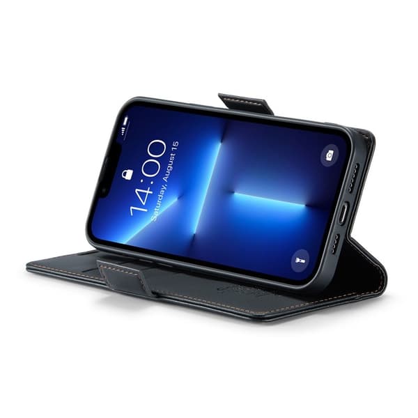 CASEME iPhone 13 Pro Plånboksfodral Konstläder RFID-Skydd Svart