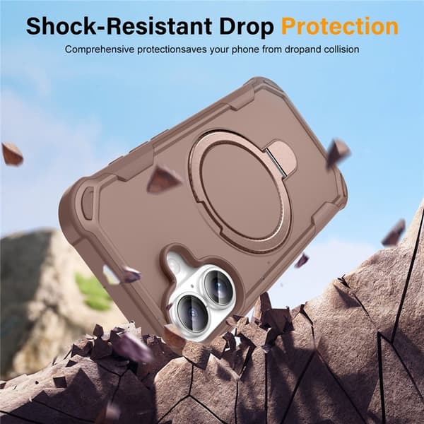 Mobilskal till iPhone 17 MagSafe TPU+PC Kickstand Shockproof - Guld Guld