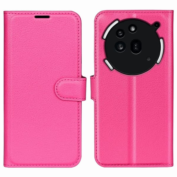 Nothing Phone (3a) Pro Konstläder Plånboksfodral Litchi Texture - Rosa Rosa