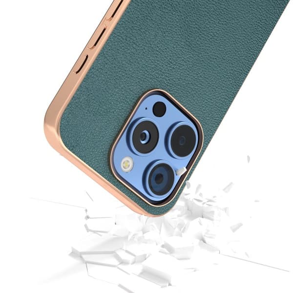 ABEEL Mobilskal till iPhone 16 Pro Electroplating Äkta Läder - Grön