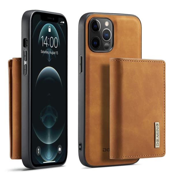 DG.MING iPhone 13 Mini -kotelo ja lompakko, jossa on jalusta - ruskea Brown