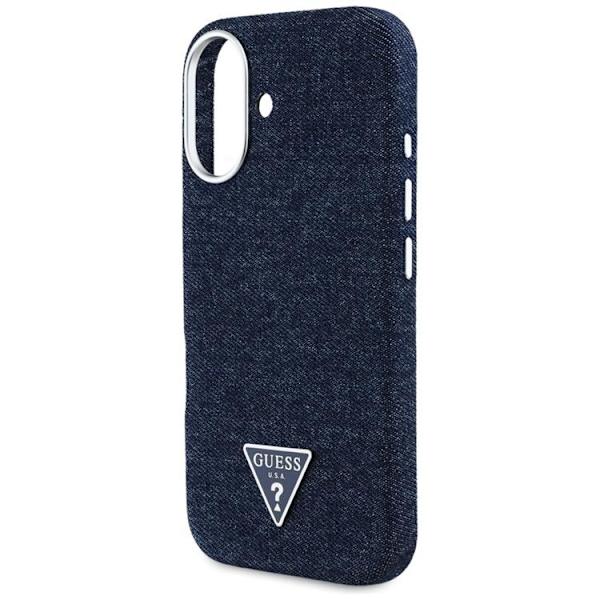 Guess Telefontaske til iPhone 16 MagSafe Denim Triangle Logo - Blå