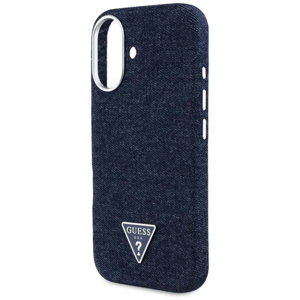 Guess Telefontaske til iPhone 16 MagSafe Denim Triangle Logo - Blå Blå