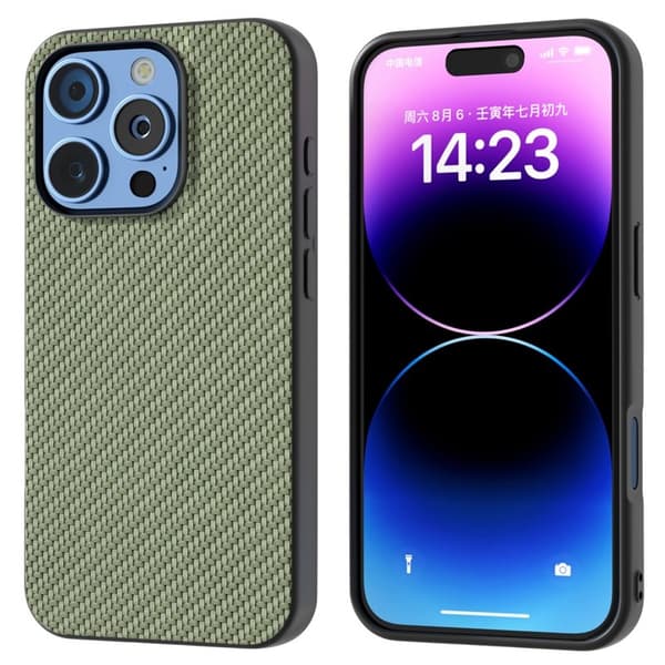 ABEEL Mobilskal till iPhone 16 Pro Kolfiber Textur PU+PC+TPU Grön