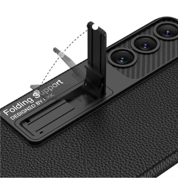 GKK Galaxy S23 Mobilskal Kickstand PU-Læder - Sort Black