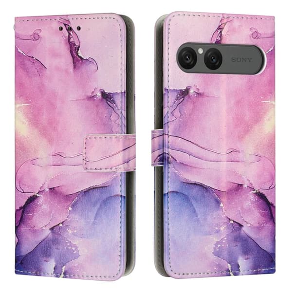 Sony Xperia 10 VII Konstläder Plånboksfodral Marble Pattern - Lila Lila
