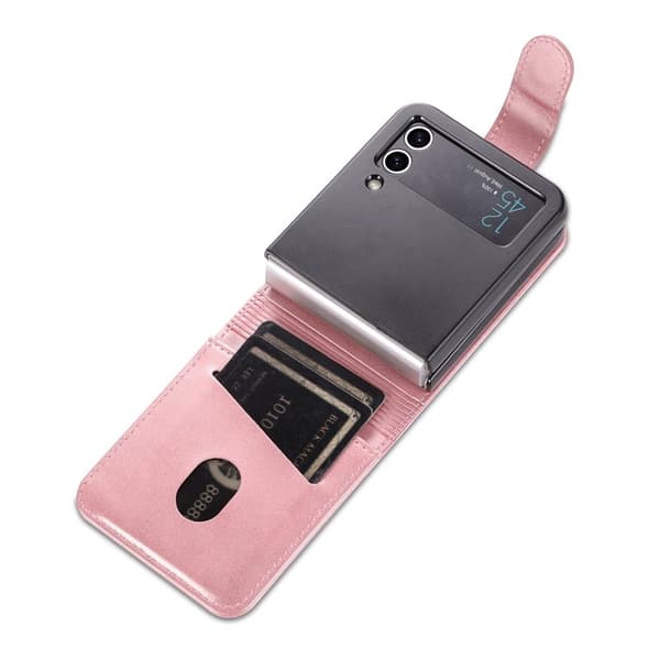 AZNS Samsung Galaxy Z Flip4 5G Plånboksfodral Konstläder - Roséguld