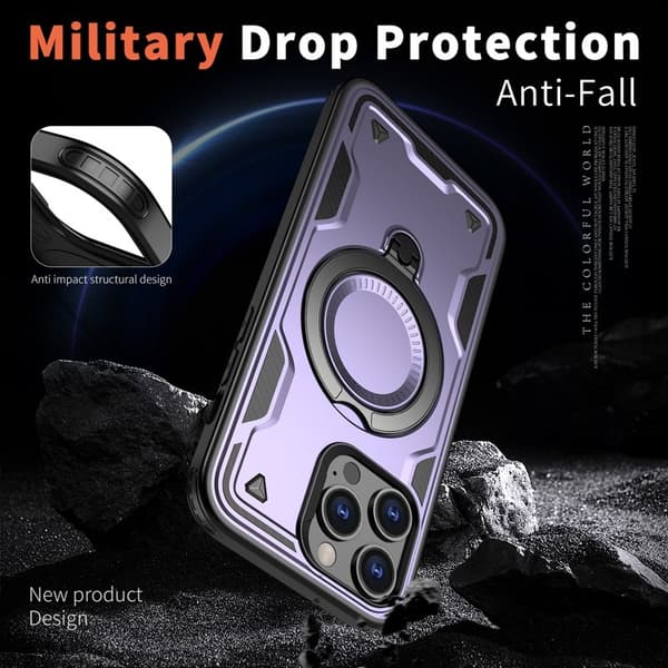 Mobilskal till iPhone 14 Pro Plast Militärskydd Kickstand - Lila