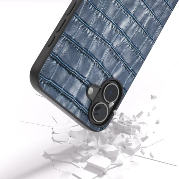 ABEEL Mobilskal till iPhone 16 i Äkta Läder + PC + TPU - Blå