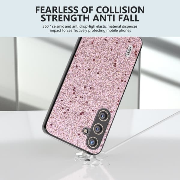 ABEEL Mobilskal till Samsung Galaxy S24 Glitter PU Läder Rosa