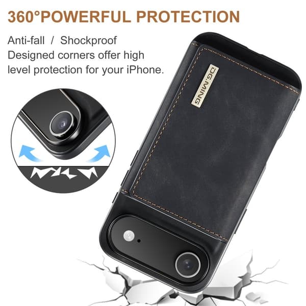 DG.MING iPhone Air Konstläder Plånboksfodral Kickstand PU - Svart